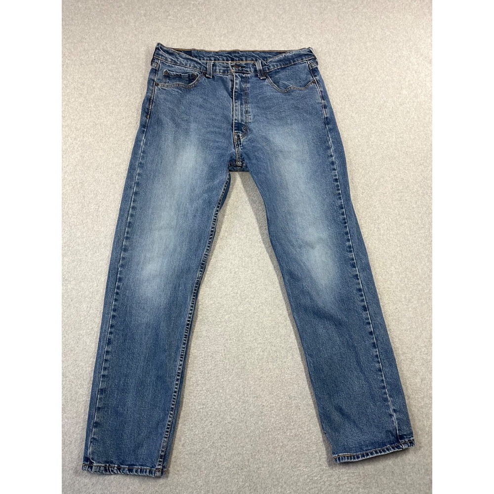 Levis 505 Jeans Mens 36x32 Blue Denim Straight Leg Regular Fit Stretch